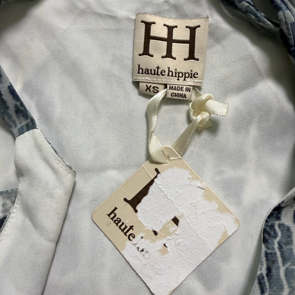 Haute Hippie NWT Snakeskin Halter Camisole Women XS Blue Tie Back Tank Top - Picture 5 of 10